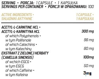 Evolite Acetyl L-Carnitine + Green Tea 100 Kapseln